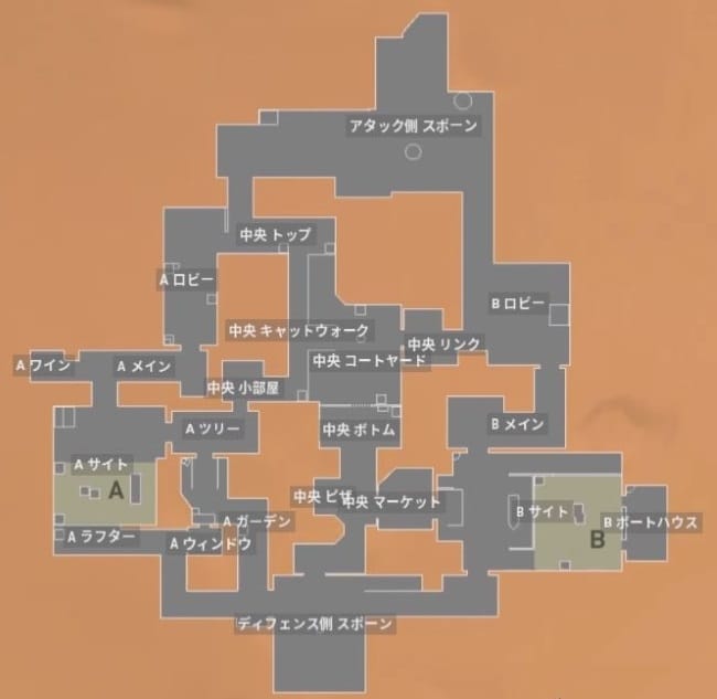 VALORANTのアセントのマップ構造