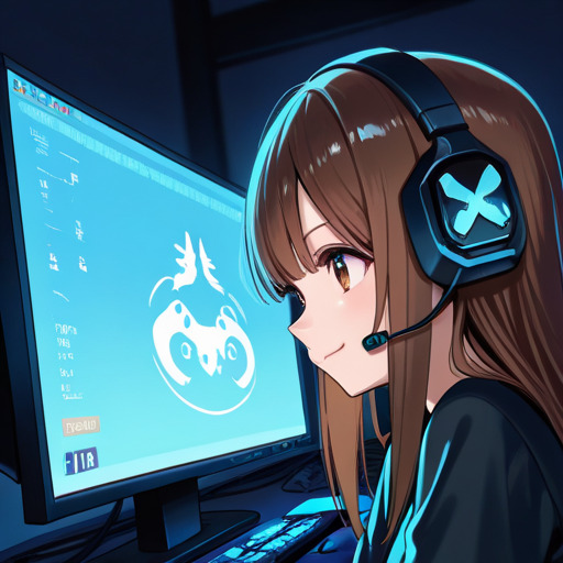 モニターを見ている女の子